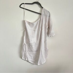 Abercrombie & Fitch One Shoulder White Beach Cover Up Size L/XL Summer Vacay